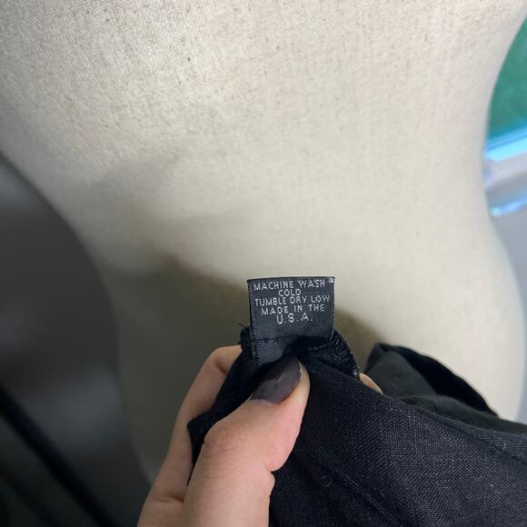 Krista Larson KL Playwear Tank Top OS Black Linen Asymmetric Lagenlook USA Made - Picture 8 of 11